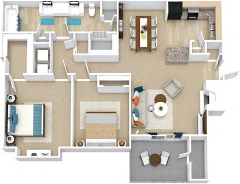 a floor plan of a two bedroom apartment  at Avenues of Kennesaw East & West, Kennesaw, 30144